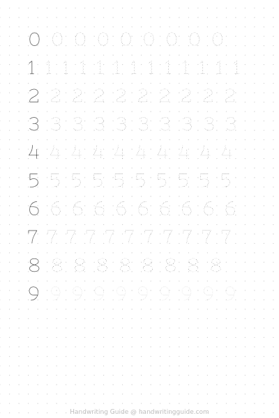 Digits 0–9 in nixie tube style worksheet thumbnail