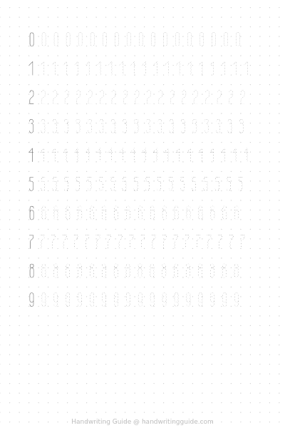 Digits 0–9 in tall skeleton style worksheet thumbnail