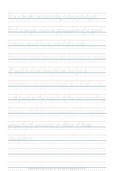Cursive copywork – Pride and Prejudice worksheet thumbnail
