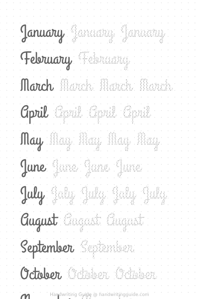 Months in retro script worksheet thumbnail